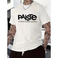 Men'S Music-Themed Cymbals & Gongs Graphic T-Shirt - Bold White Lettering & Drum Print, Loose-Fit Crew Neck Short Sleeve Tee , Casual Wear, All-Season S balta