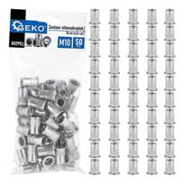 Geko Vyniojamas veržlės MODELIS G02911J, 50 vnt., M10, 1,0-3,5 mm, aliuminis, briaunotas, cilindrinis