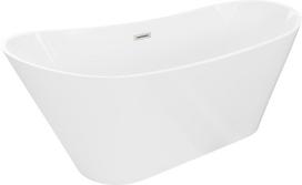 Mexen Dora laisvai stovinti vonia 150 x 75 cm, balta, matinis nikeliuotas persipylimas - 52071507500-97, 150 x 75 cm