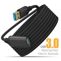 Nylon-braided high-speed USB 3.0 data extension cable for computers, hard drives, cameras, and printers. 0.5m juoda