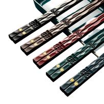 5 pairs Plastic Sushi Chopsticks Reusable Dining Chopsticks Chinese Chopsticks Set  Restaurant Dark color series
