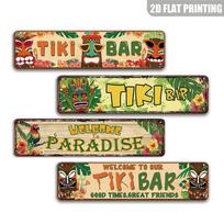 Tiki Bar Metal Tin Sign Welcome to Paradise Rustic Wall Decor for Backyard Patio Tiki Bar Poolside Wall Hanging Gift (as the picture,10*40cm)
