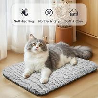 Self-Heating Berber Fleece Striped Cloth Pet Heating Blanket Warm Dog Kennel Supplies with Removable Bed for Dogs and Cats (as the picture,M)