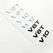 ABS Letter Number V6T V8T V10 Emblem for A4L A5 A6L A7 A8L TT RS7 SQ5 Car Styling Fender Side Badge Discharge Logo Sticker V6T-Silver