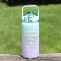 Time Scale Space Cup Spring-cap Spray Paint Gradient Color Water Cup 2000ml Large Capacity Water Cup Plastic Kettle 2L 2000ml žalia