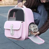Cat Backpack Carrier Carrying Bag with Breathable Mesh Transparent Window Portable Pet Travel rožinė