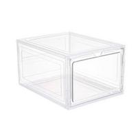 Skaidri batų laikymo dėžė su magnetinėmis durelėmis, didelės talpos, sukraunama, permatoma, apsauganti nuo dulkių Front Open balta