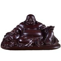 1 pc Ebony wood carving Decoration of Maitreya Buddha statue Solid wood crafts Feng Shui pray for auspiciousness Ensuring safety 15x8x7cm