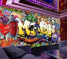 Madingi raidžių tapetai 3D grafiti freska Baras KTV foninė siena Svetainė Miegamojo tapetai 200 cm(W) x 140 cm(H)
