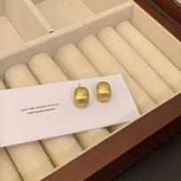 Brushed Matte Curved Ear Studs: Luxurious Light Earring for Women - Autumn/Winter Elegance, Perfect for Round Face