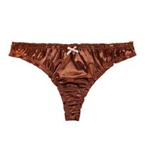 Satin Thongs for Women Sexy Low Rise Cute Ruffle Trim Panties Smooth Silky G-String T Back Underwear S