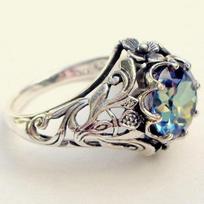 Vintage Women''s Jewelry 925 Sterling Silver Rings 1.76CT Mystic Rainbow Topaz Diamond Antique Gemstone Ring Wedding Band 10 brown