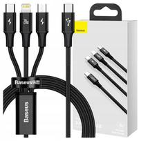 Kabel Usb 3W1 Baseus Rapid Series, Micro Usb / Lightning / Usb-C, 20W, 1.5M (Czarny)