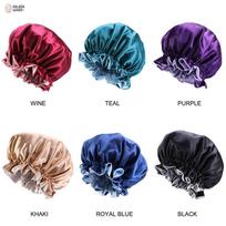 Reversible Satin Bonnet Hair Caps Double Layer Adjust Sleep Night Cap Head Cover Hat for Curly Springy Hair Styling Accessories