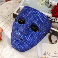 Bling Rhinestone Full Face Mask for Halloween & Music Festival, Sparkly DIY Masquerade Costume Accessory for Concerts and Party mėlyna