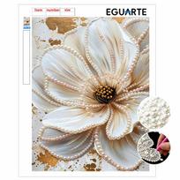 DIY Frameless Pearl Painting Kit Elegant White Flower with Gold Accents 3D Shiny Bead Art Canvas Relaxing Craft for Adults Home Wall Decor Gift 30x40cm