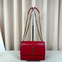 [Pre-Owned] Ysl Sunset Bag Gold Logo Smooth Leather Chain Shoulder Crossbody Bag Medium - Very Good #13FFLKG ONE SIZE
