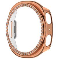 Bling PC Tuščiaviduris Apsauginis Dėklas Samsung Galaxy Watch8 40mm 44mm Deimantinis Krištolinis Dėklas Kietas Dangtelis Apsauginis Laikrodžio Korpusas Bamperis Galaxy Watch8 44mm rožinio aukso spalvos