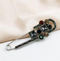 Fashion Sweater Safety Clothing Accessories Rhinestone Pin Alloy Brooch KTJ black
