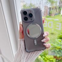 Permatomas silikoninis telefono dėklas su veidrodėliu iPhone 17 Pro Max Pro 16 Plus 16e 15 14 XS Max ir kitiems modeliams Atsparus smūgiams buferis iPhone 17 ProMax juoda