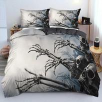 3D Scream Horror Skull Duvet Cover Set Queen Size Sugar Skull Bedding Sets Single Twin Full King Comforter Cover Bedroom Decor EU Single(135*200cm)3pcs
