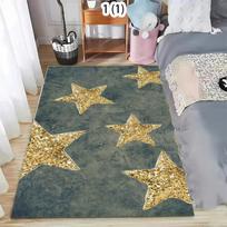 Luxury Gold Star Area Rug Glitter Star Pattern Non Slip Washable Carpet Floorma for Living Room Bedroom Kids Room Elegant Decor 50X80CM