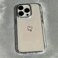 Simple Love Heart Electroplated Lens frame Clear Phone Case for iPhone 17 16 14 15 13 12 11 Pro Max Air X XR XS 7 8Plus SE Cover iPhone Air