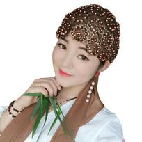 YASEEN Fancy Women's Rhinestone Sequin Fabric Hijab Bonnet Muslim Caps Hat African Headwrap Turban Breathable Free size juoda