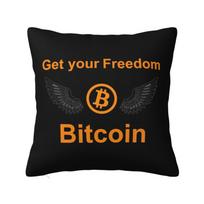 Custom Bitcoins Club Blockchain Pillowcase Btc Crypto Coins Cushion Cover Decoration Salon Square Pillowcase Peach skin 18*18(CM)-1Pcs