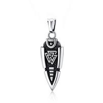 Vintage Norse Odin Spear Pendant Trendy Stainless Steel Gungnir Arrowhead Necklace Men Viking Rune Valknut Amulet Jewelry