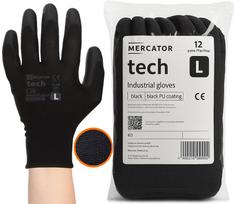 Rękawice Robocze Mercator Tech Black+Black Pu - L - 12 Par
