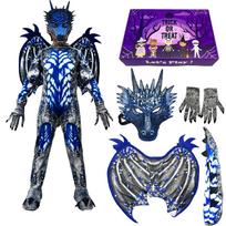 Dragon Costume for Boys Kids Onesie Fun Dress-Up for Halloween Birthday Party Carnival Cosplay 120 mėlyna