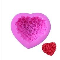 Naujas 1vnt subtilus rožių žiedų silikoninis fondant tortas Love Hearted kepimo forma