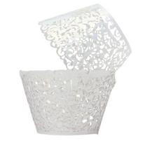 12X Wedding Birthday Baby Shower Filigree Vine Decor Wrapper Wraps Cupcake Cases balta