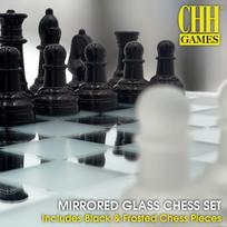 Avant-Garde Black Frosted Glass Chess Set with Mirror Board United States