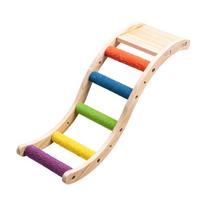 Parrot Colorful Ladder Bird Toy Cockatiel Wood Perch Gym Playground Ladder with Non-slip Quartz-Sand Paw Grinding Toy 1