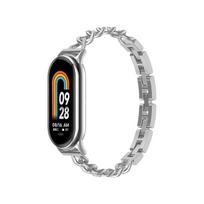 Prabangus nerūdijančio plieno dirželis, skirtas „xiaomi mi band 10 9 8“, pakeičiamas dirželis išmaniajam laikrodžiui „mi band 9“, apyrankės laikrodžio dirželis, priedai Miband 10 9 8 sidabras