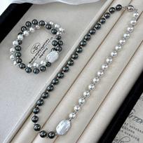 High Quality Imitation Tahitian Black Pearl Natural Freshwater Baroque Square Pearl Collarbone Chain Necklace