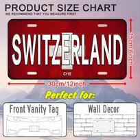 Switzerland CHE National Flag Vintage License Plate Style Aluminum Metal Sign Retro European Country Souvenir Wall Art Decor for 15x30cm(5.9x7.8inch)