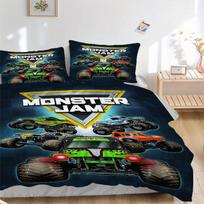 3pcs Monster Jam Monster Truck Home Bedding Set-Universal Three-Piece Suit for Bedroom, Guest Room, Living Room, Hotel-Perfect Holiday Gift 135x200cm