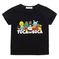 Toca Boca World 100% Cotton Children's T-shirt Cartoon Print Tees 2-12Y Cute Girls Cool Boys Short Sleeve Kids O-Neck Top Summer 100 juoda