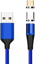 „PremiumCord“ magnetinis „micro USB“ ir USB-C įkrovimo ir duomenų perdavimo laidas, 1 m, mėlynas