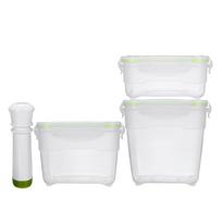 3pcs/set Vacuum Container Cooling Pump Refrigerator Box Large Capacity Food Storage Saver PP Square Plastic Kitchen | Breakfast Boxes