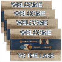 4/6/8pc Outdoor Camping Placemat Set, Welcome to Our Campsite RV Camper Linen Table Mats for Dining Table 4pcs