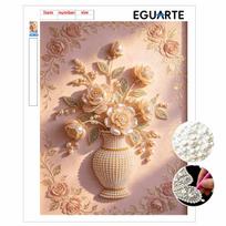 Handmade Pearl Painting Kit Elegant Vase of Flowers DIY Frameless 3D Bead Art Canvas Creative Leisure Home Decoration Gift 30x40cm