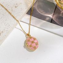Titanium Steel Photo Locket Pendant Necklace Openable Glazed Flower Choker Enamel  Necklace  Girl Style 1