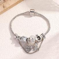 1PC Women's Fashion Multi Type Plate Home Stainless Steel Alloy Multi Element Bead Love Jewelry Bracelet Date Party Holiday Gift 20cm