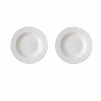 2PCS Japanese-Style Ceramic Straw Hat Plate Threaded Pattern Serving Dish Soup Plate  Pasta 2 Pcs