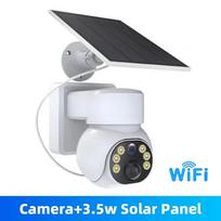 Spalvota saulės energija maitinama belaidė stebėjimo PTZ IP kupolinė kamera su AI humanoidų aptikimu, namų apsaugos domofonu, CCTV apsaugos monitoriumi 【WIFI】Solar Camera balta