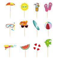 12pieces Beach Birthday Decorations Cake Toppers For Summer Party Cake Decorations Beach Pool Theme